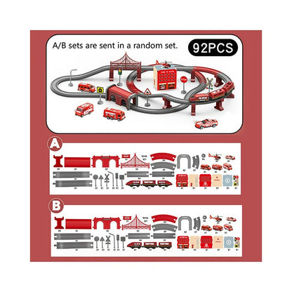 Fire Rescue Train Set - 92 Pieces