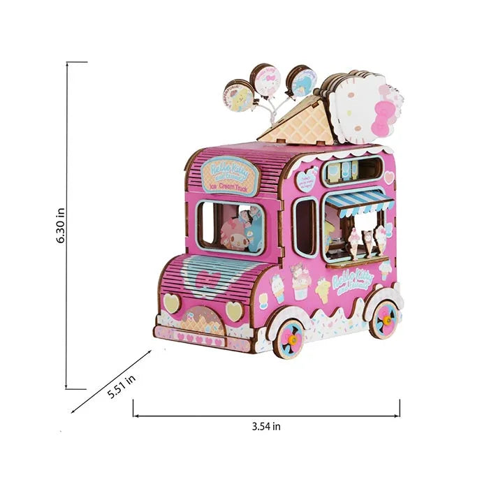 3D Modern Wooden Puzzle Music Box Hello Kitty Ice Cream Truck