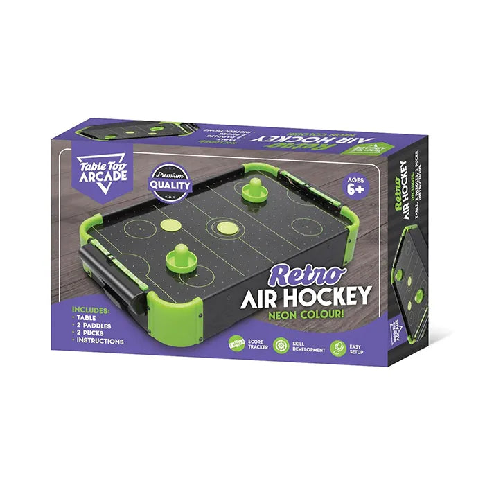 Tradeopia Tabletop Neon Retro Mini Air Hockey Game