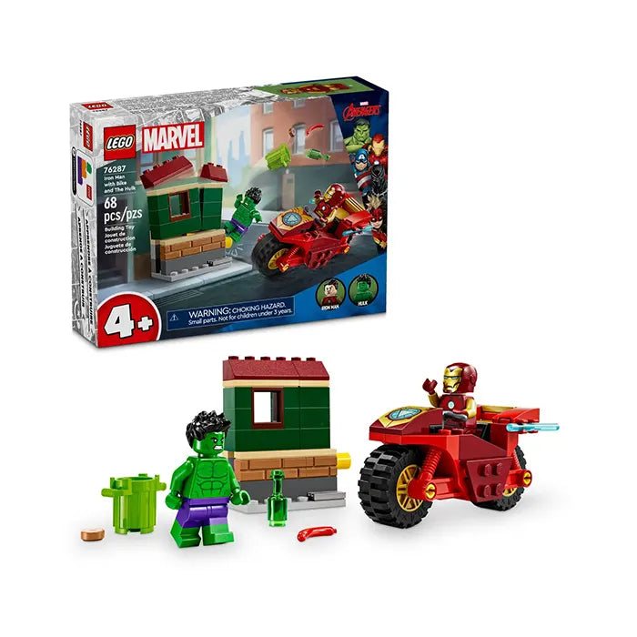 LEGO Marvel Iron Man with Bike and The Hulk - 68 Pieces