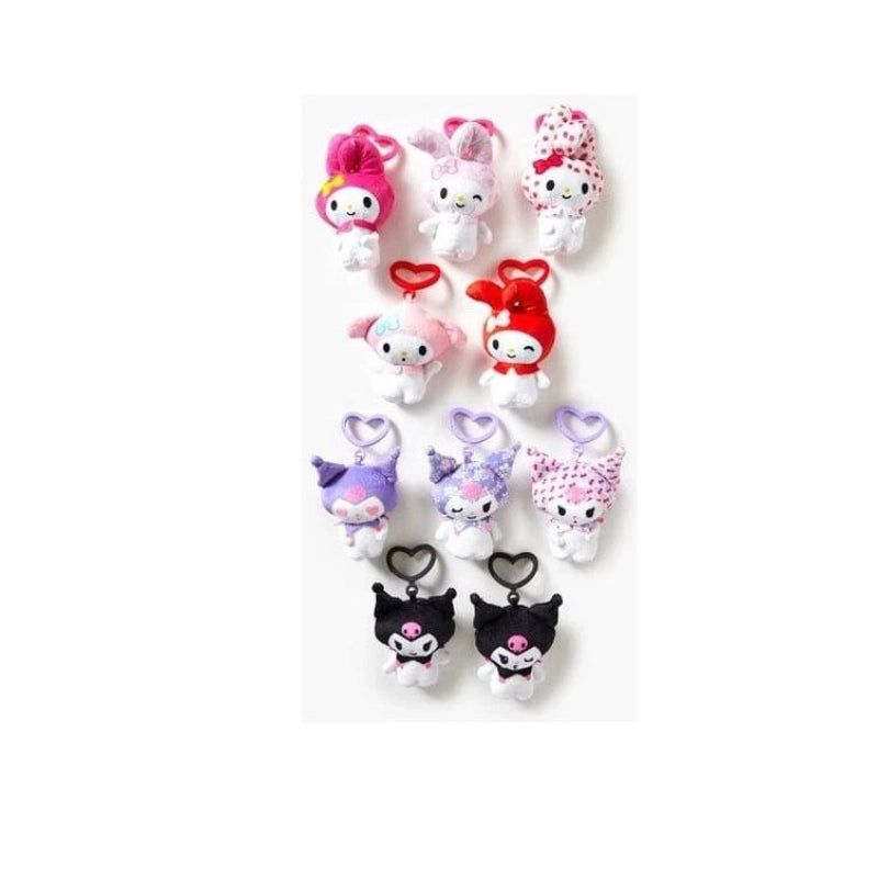 My Melody &amp; Kuromi Plush Clip-On Keychain Blind Pack 3"