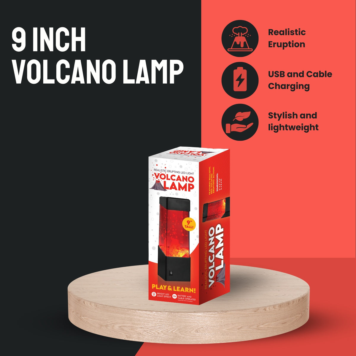 Tradeopia 9 Inch LED Volcano Lamp