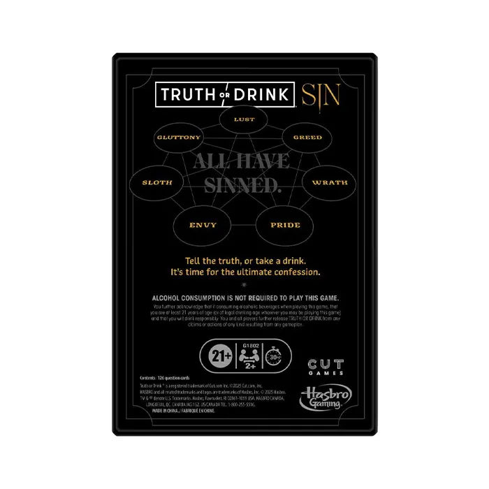 Truth or Drink Sin Edition Party Game