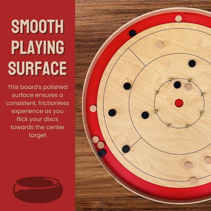 Tradeopia Round Crokinole Board Game, Classic Tabletop Game with 26 Discs