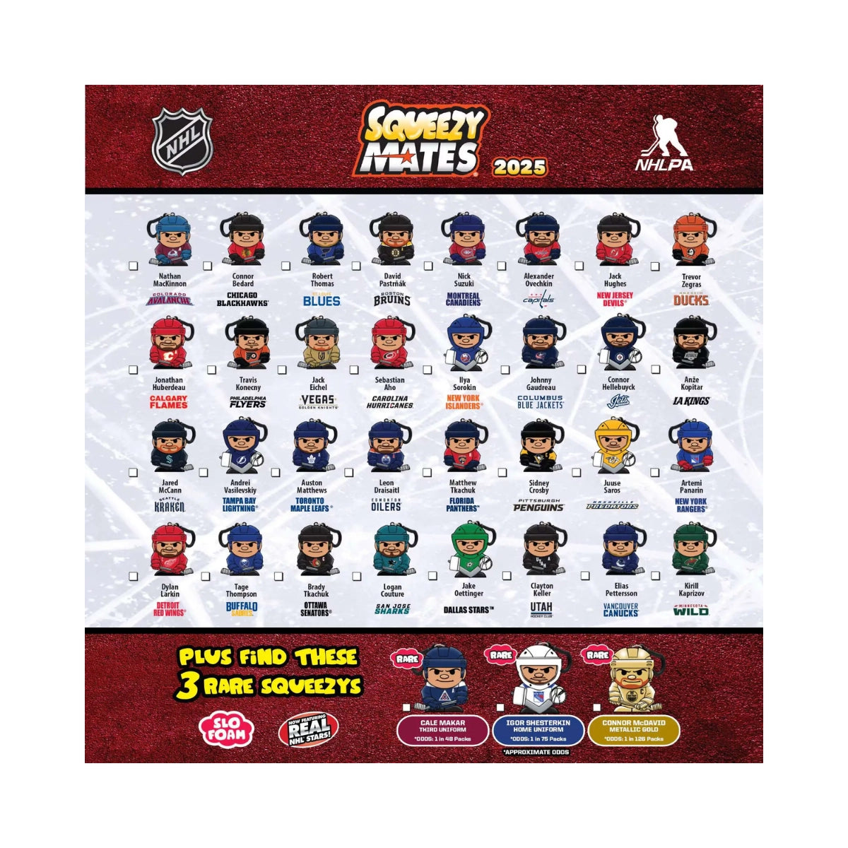 SqueezyMates 2025 NHL Slo-Foam Hockey Figures Blind Pack