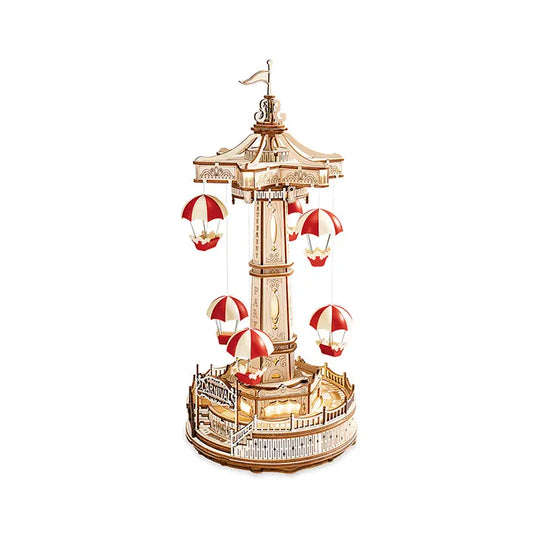 Robotime Parachute Tower DIY Music Box 3D Wooden Puzzle