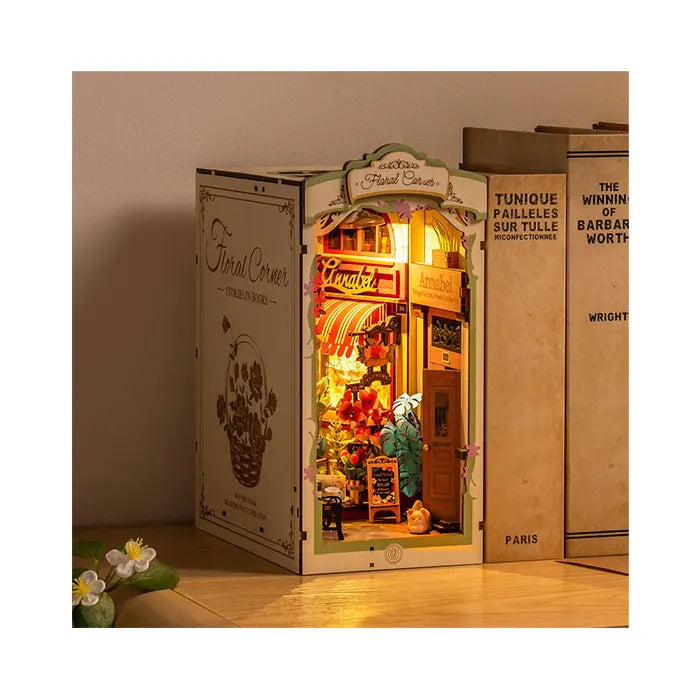 Rolife Floral Corner DIY Book Nook Shelf Insert Kit