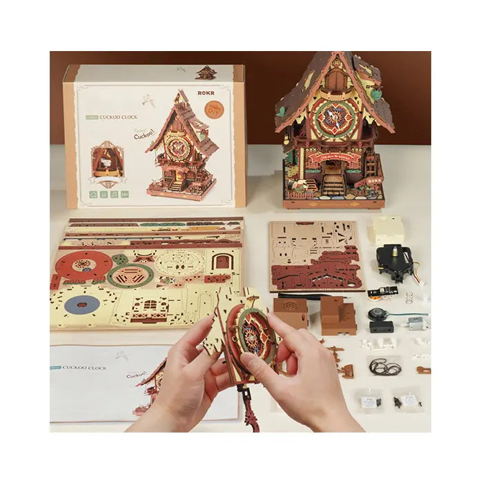 Robotime Cuckoo Brown Clock Mechanical 3D Wooden
