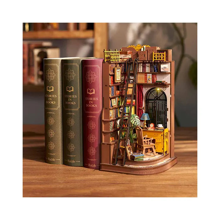 Robotime Silent Corner Study DIY Book Nook Shelf Insert