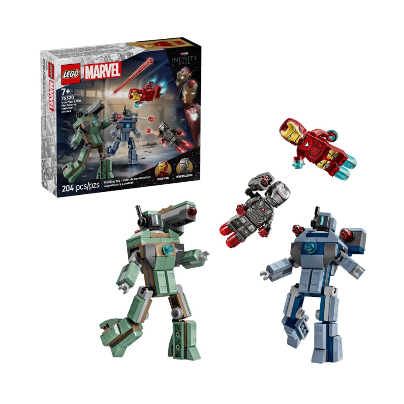 LEGO Marvel Iron Man &amp; War Machine vs. Hammer Drones 204 Pieces