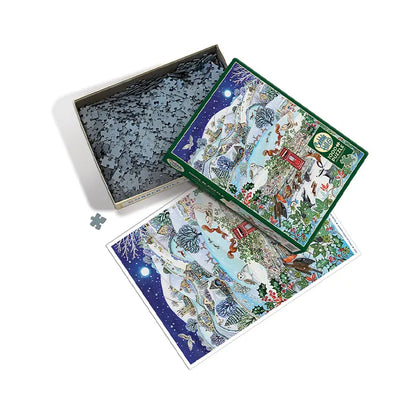 Cobble Hill Village on a Winter Night 1000 Piece Jigsaw Puzzle