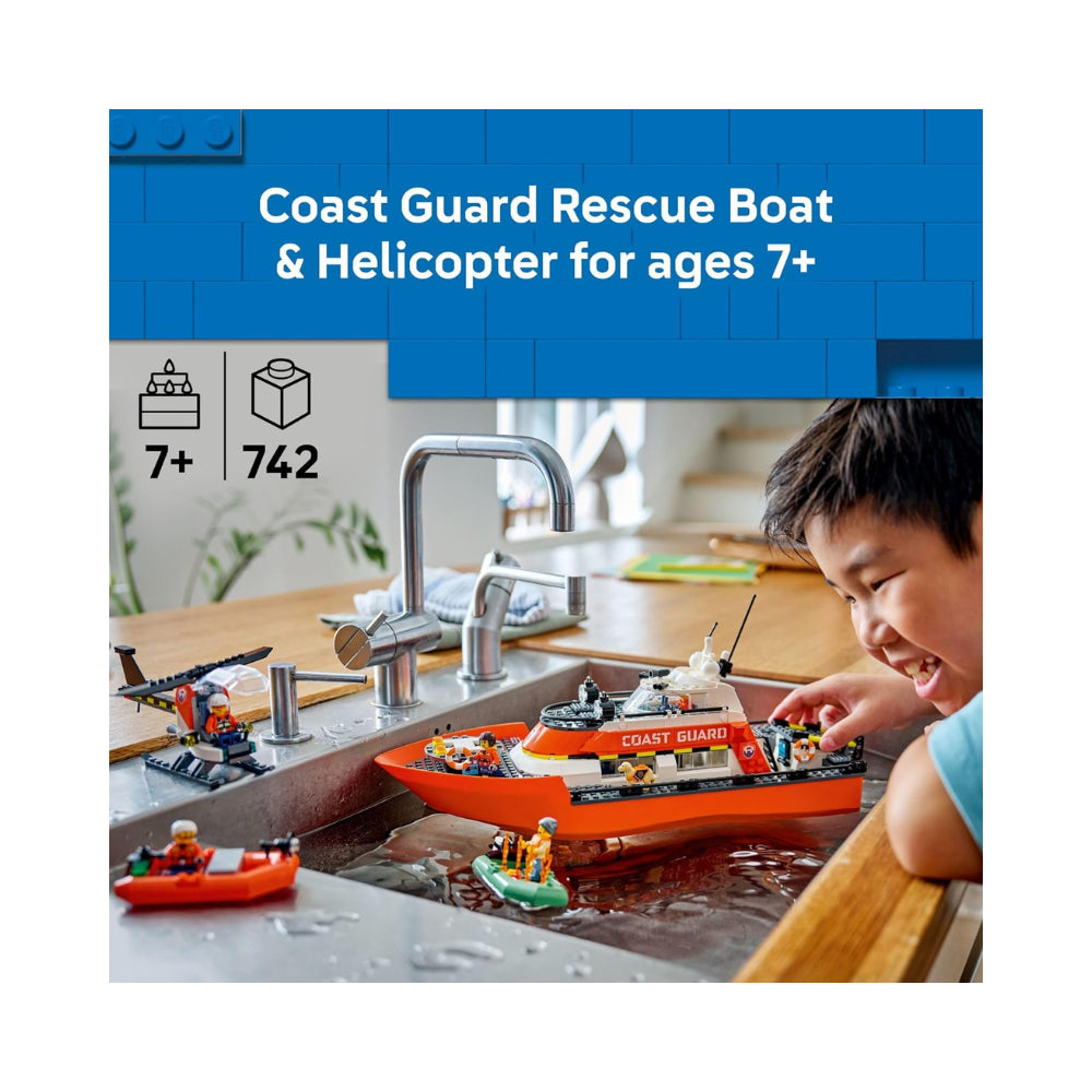 LEGO City Coast Guard Rescue Boat & Helicopter 742 Piece