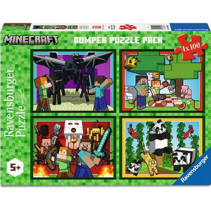 Ravensburger MINECRAFT Realms &amp; Adventures Jigsaw Puzzle 4X100 Pieces