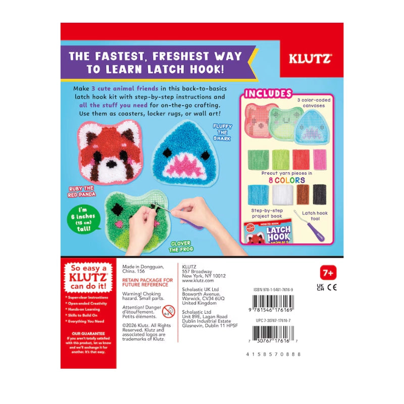Latch Hook Animals: Red Panda, Frog &amp; Shark