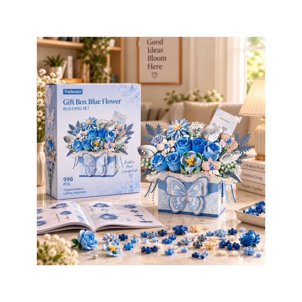 Gift Box Blue Flower Building Set - 998 Pieces