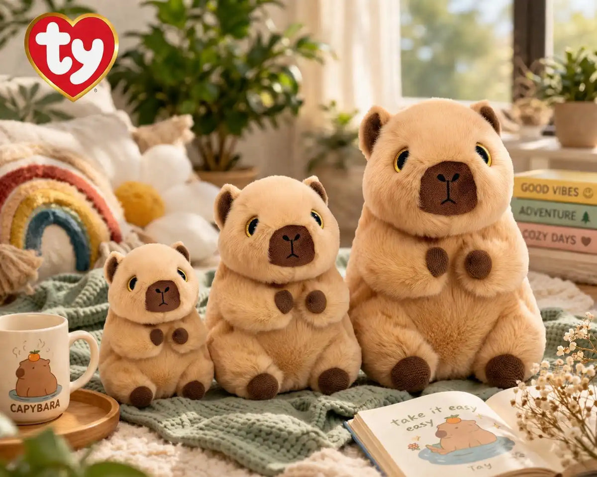 TY Beanie Boos Lara the Capybara with Large Gold Eyes and Glitter