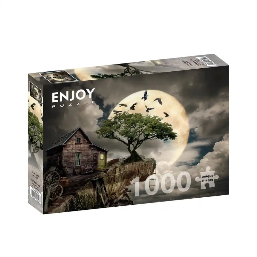 ENJOY PUZZLES Log Cabin on a Cliff - 1000 Piece Jigsaw Puzzle
