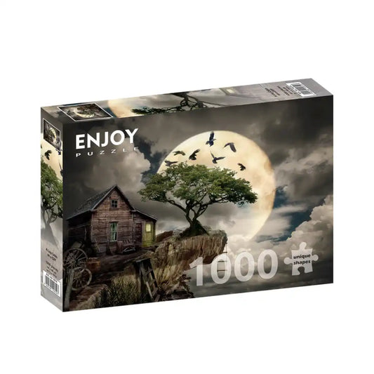 ENJOY PUZZLES Log Cabin on a Cliff - 1000 Piece Jigsaw Puzzle