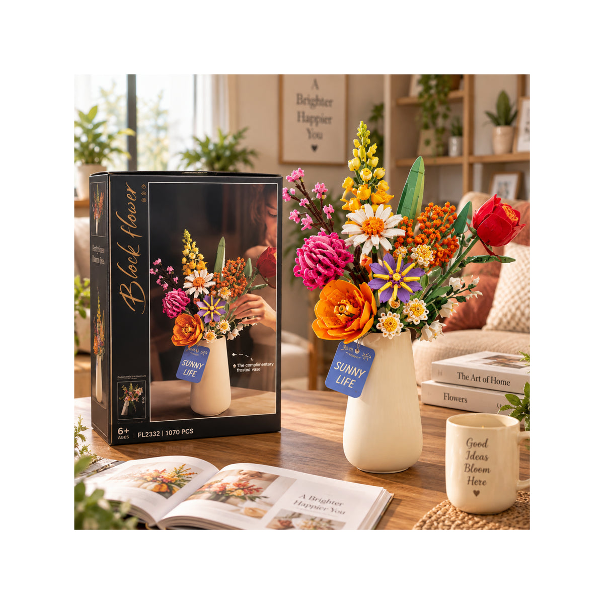 Vase & Flowers Building Set - 1070 Pieces