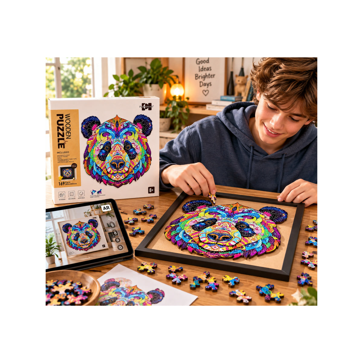 2DWP Panda 169-Piece Wooden Puzzle