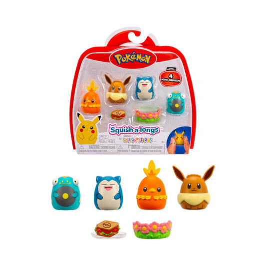 POKEMON Squish alongs 4-pack - Eevee, Snorlax, Bellibolt, Torchic