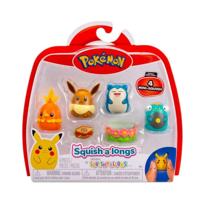 POKEMON Squish alongs 4-pack - Eevee, Snorlax, Bellibolt, Torchic
