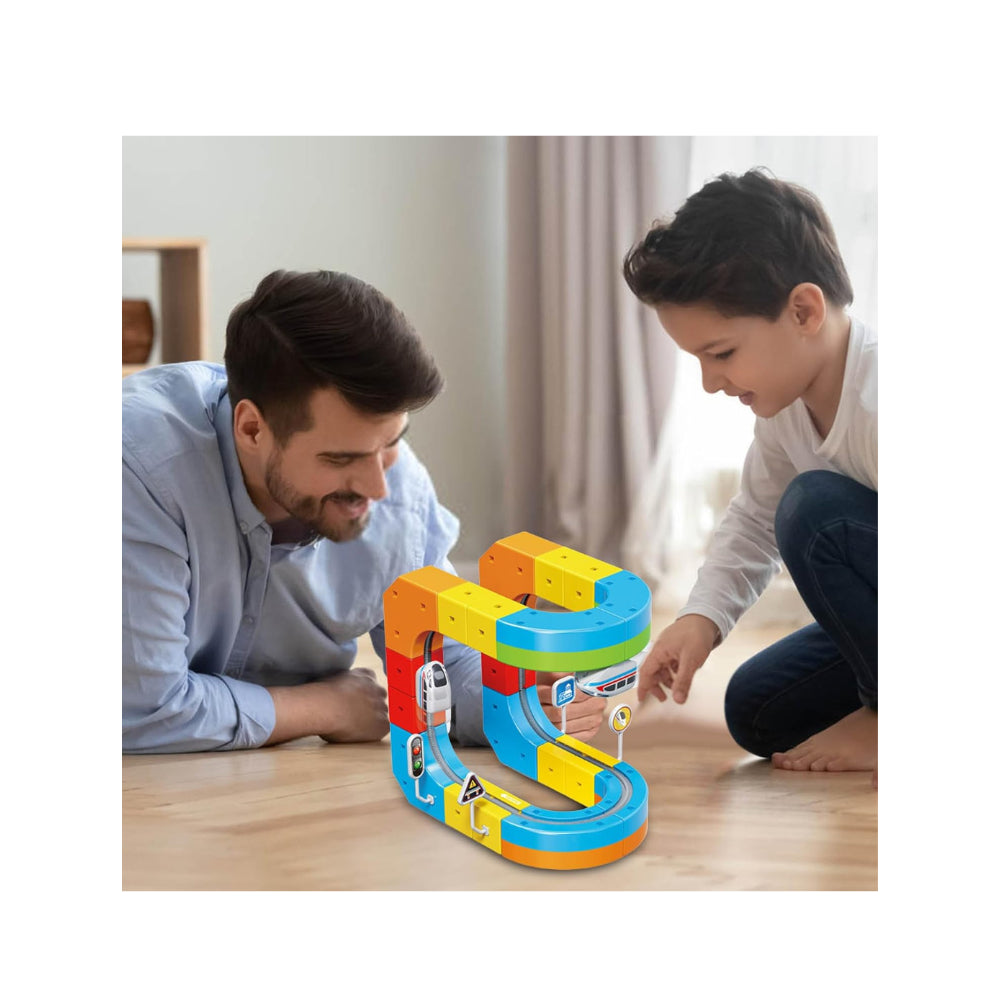 Anti Gravity Rail Car Track Set – 81 Pieces Stunt Racing Construction Kit