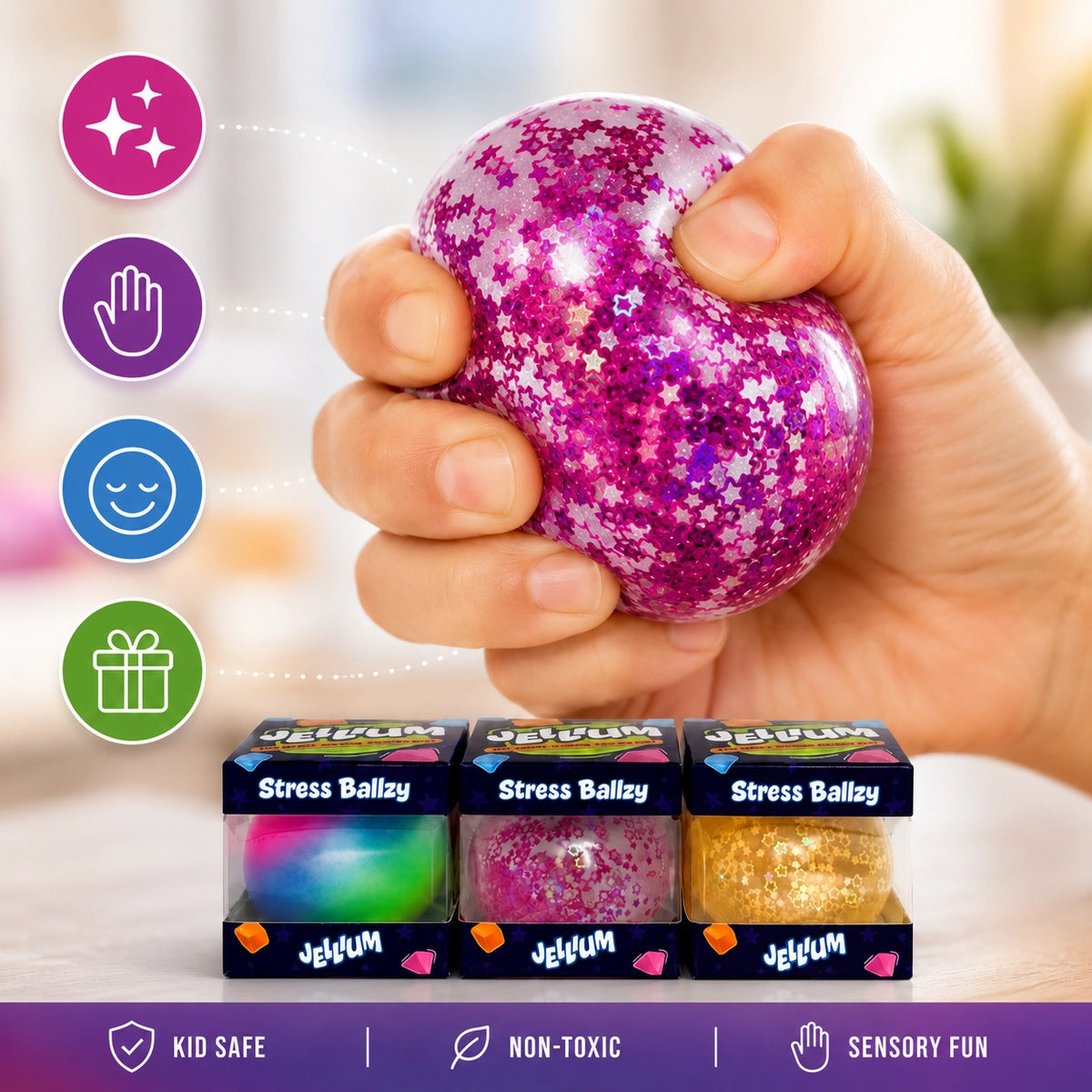 Jellium Stress Ballzy - Assorted Colors (Random Selection)