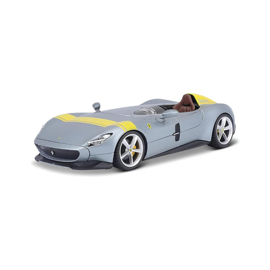 Ferrari Monza SP1 Silver Metallic with Yellow Stripes - Bburago 1-24