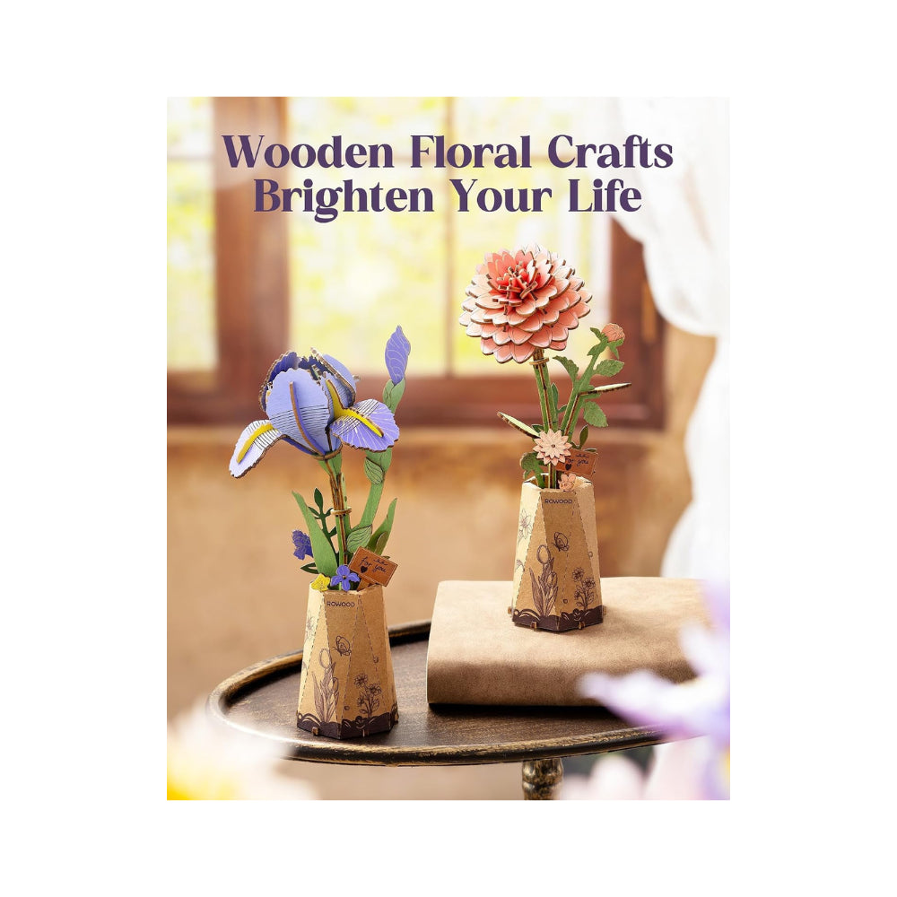 Rowood 3D Wooden Puzzle, Purple Iris