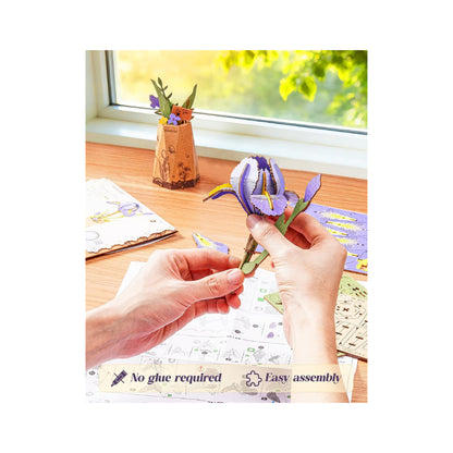 Rowood 3D Wooden Puzzle, Purple Iris