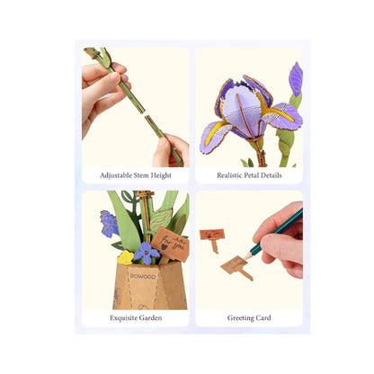 Rowood 3D Wooden Puzzle, Purple Iris