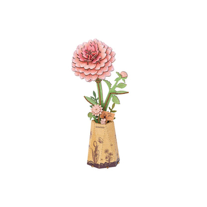 Rowood Pink Dahlia 3D Wooden Puzzle