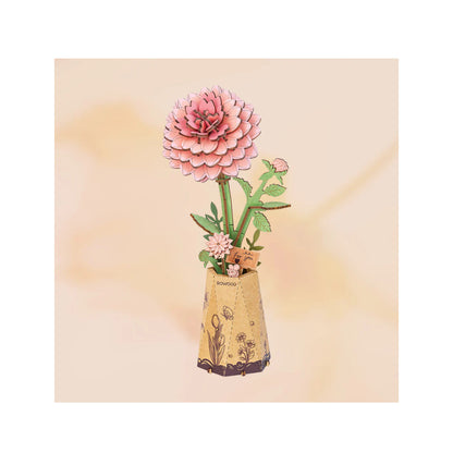 Rowood Pink Dahlia 3D Wooden Puzzle