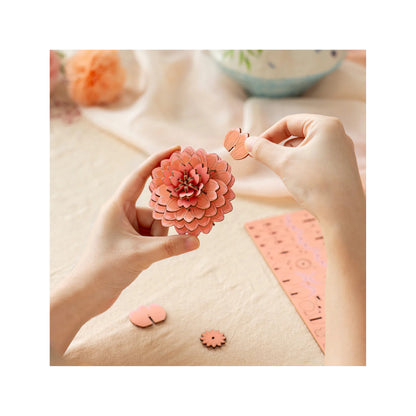 Rowood Pink Dahlia 3D Wooden Puzzle