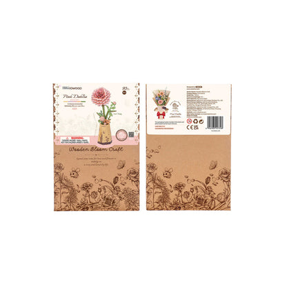 Rowood Pink Dahlia 3D Wooden Puzzle