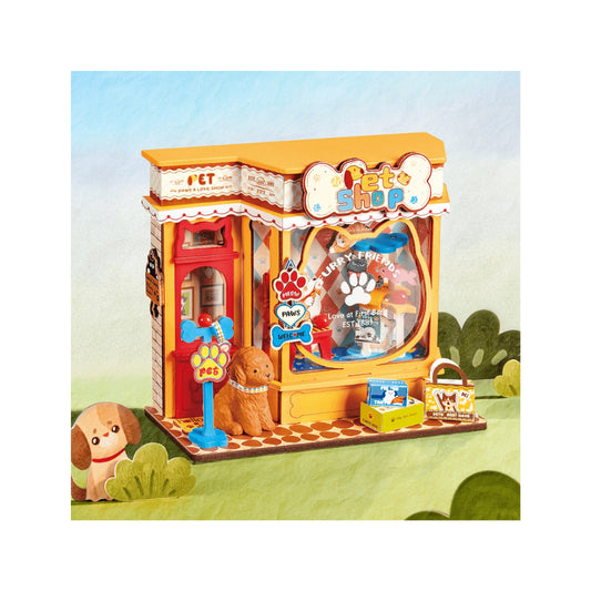 Robotime Rolife Pawfect Pet Shop 3D Wooden Miniature Model Kit