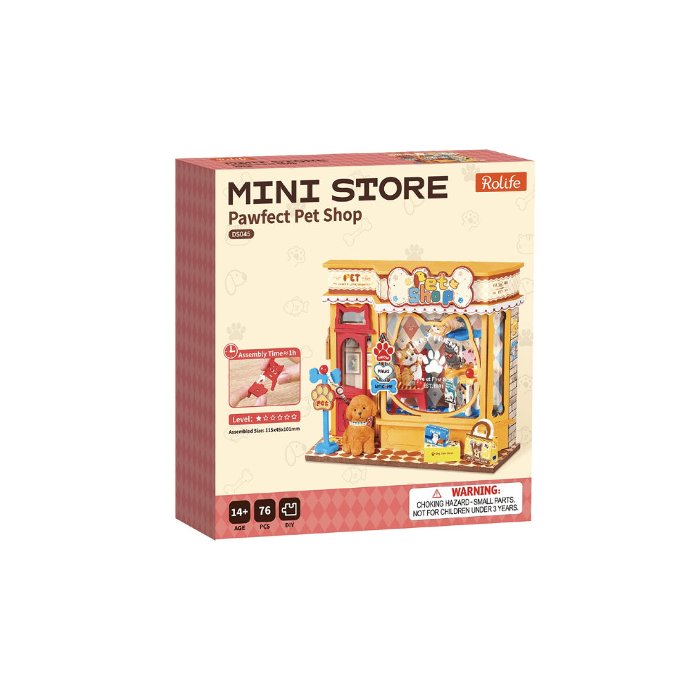 Robotime Rolife Pawfect Pet Shop 3D Wooden Miniature Model Kit
