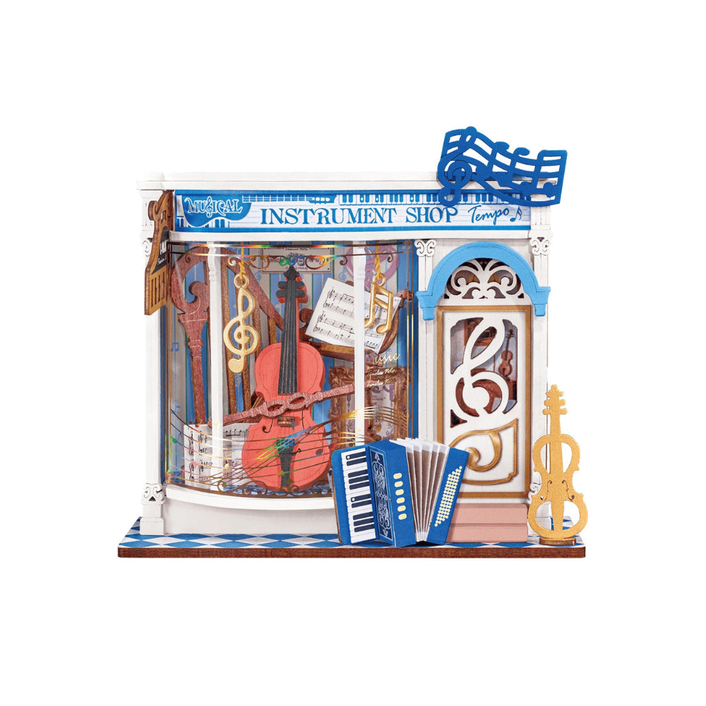 Robotime Rolife Melody Instrument Shop 3D Wooden Miniature Model Kit