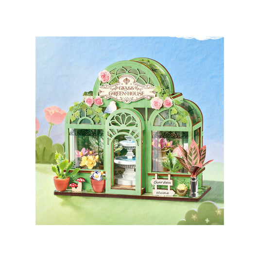 Robotime Rolife Wooden Puzzle Green Fountain Garden DIY Botanical Miniature Model Kit