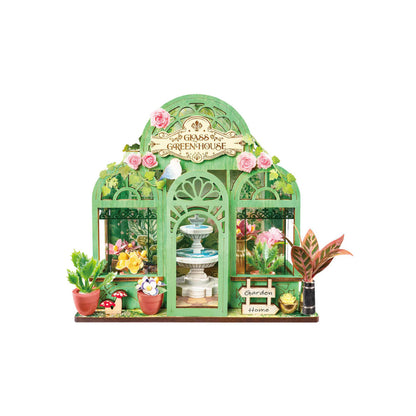 Robotime Rolife Wooden Puzzle Green Fountain Garden DIY Botanical Miniature Model Kit