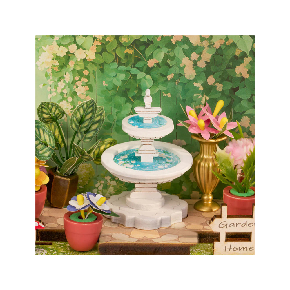 Robotime Rolife Wooden Puzzle Green Fountain Garden DIY Botanical Miniature Model Kit