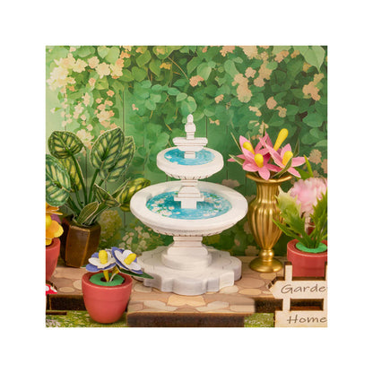 Robotime Rolife Wooden Puzzle Green Fountain Garden DIY Botanical Miniature Model Kit
