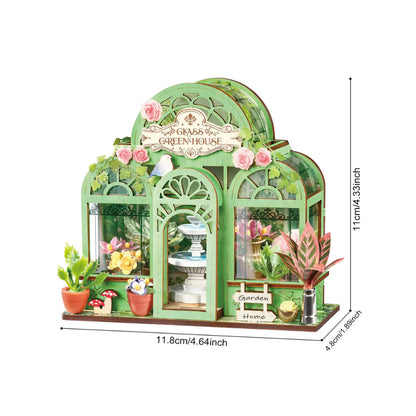 Robotime Rolife Wooden Puzzle Green Fountain Garden DIY Botanical Miniature Model Kit