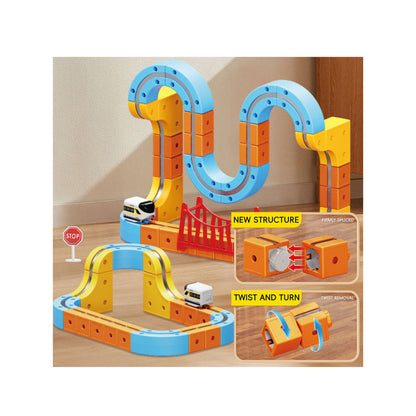 Magnetic Rail Car Set - 157-Piece Magnetic Building Track & Vehicle Toy