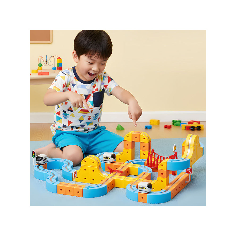 Magnetic Rail Car Set - 157-Piece Magnetic Building Track & Vehicle Toy