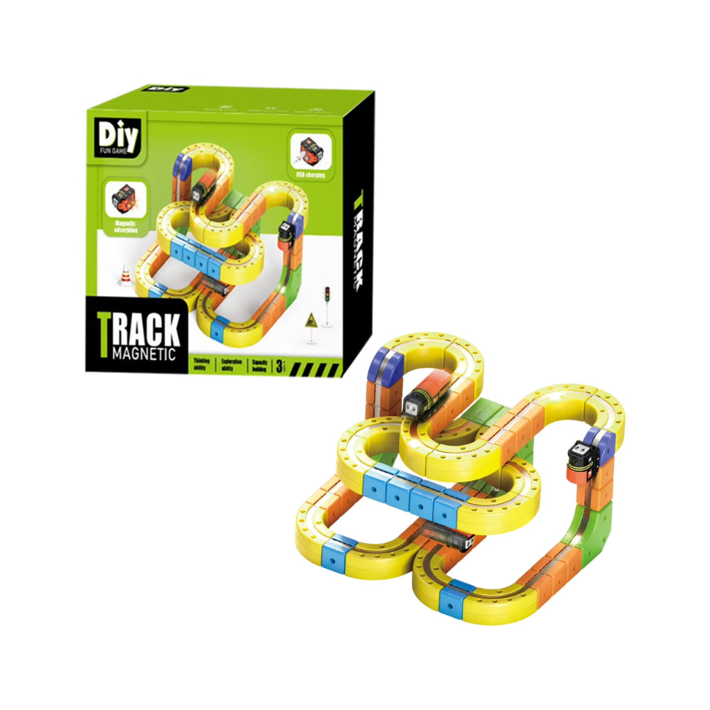 Magnetic Rail Car Set - 167-Piece Magnetic Building Track & Vehicle Toy