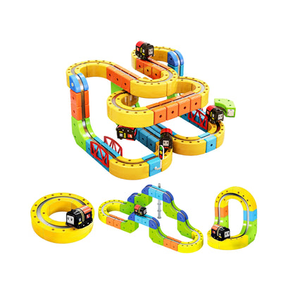 Magnetic Rail Car Set - 167-Piece Magnetic Building Track & Vehicle Toy