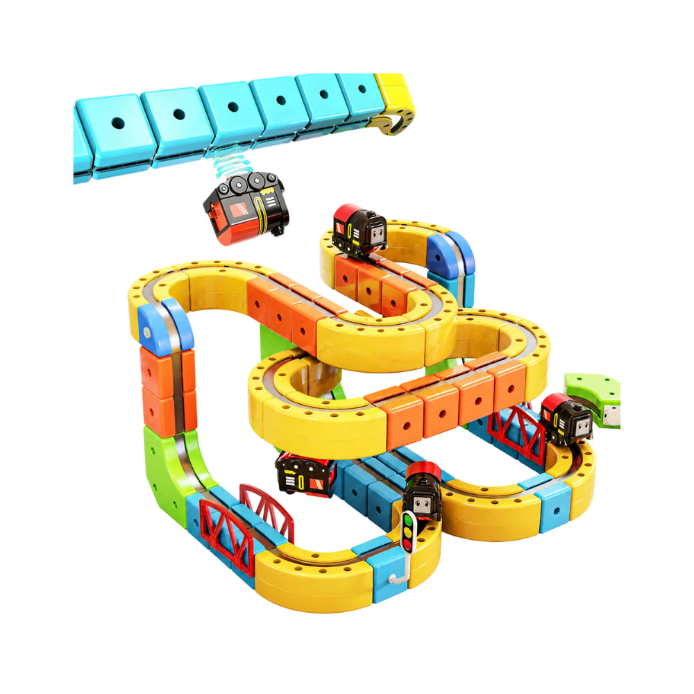 Magnetic Rail Car Set - 167-Piece Magnetic Building Track & Vehicle Toy