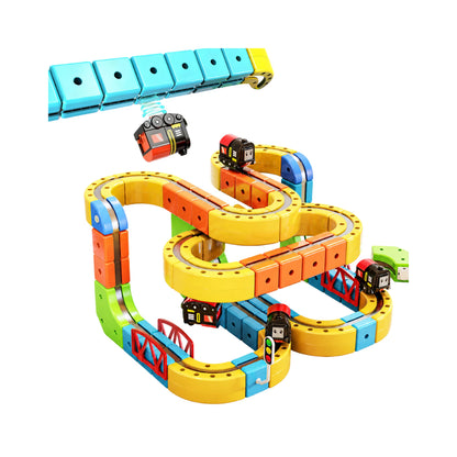 Magnetic Rail Car Set - 167-Piece Magnetic Building Track & Vehicle Toy